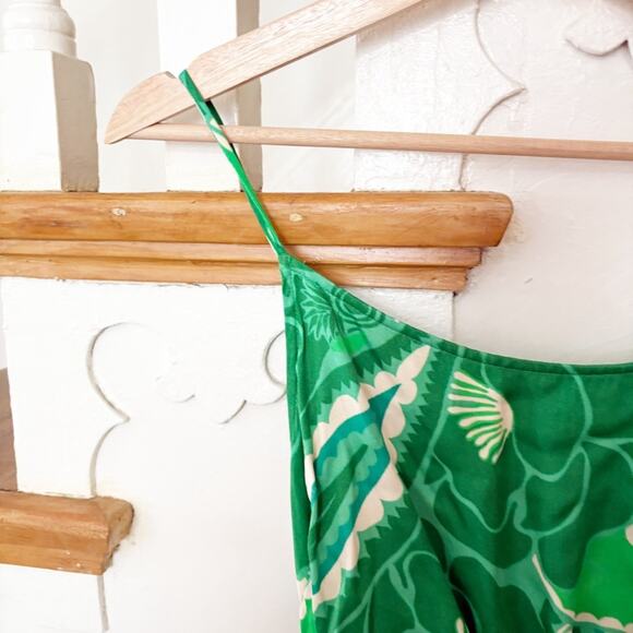 Farm Rio Tropical Groove Midi Dress Green Floral Print Sleeveless Size S Small - Picture 5 of 9